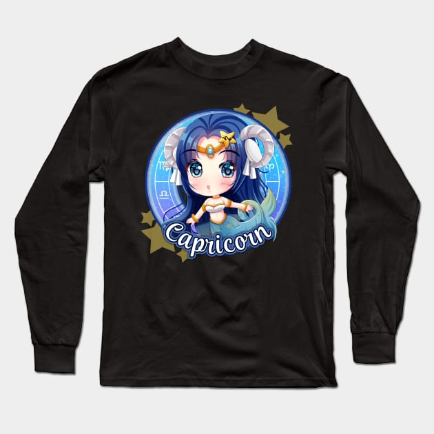 Chibi Capricorn Long Sleeve T-Shirt by My Tribe Apparel